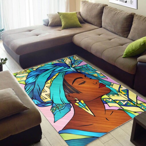 Afrocentric Beautiful Melanin Girl Carpet African Design Rug