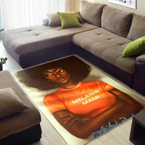 Afrocentric Beautiful Melanin Poppin Girl African Design Floor Decorating Ideas Rug