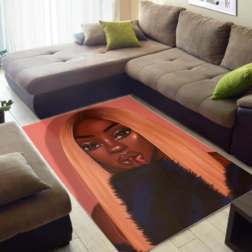 Afrocentric Pretty Afro American Woman Carpet African Design Decorating Ideas Rug