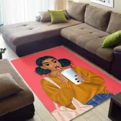 Afrocentric Pretty Lady African American Print Themed Home Rug