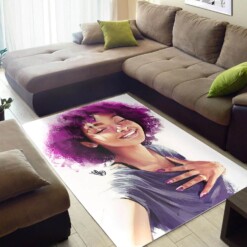 Afrocentric Pretty Lady With Afro African American Print Themed Rug