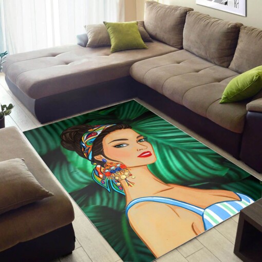 Afrocentric Pretty Melanin Poppin Girl African Themed Modern Rug