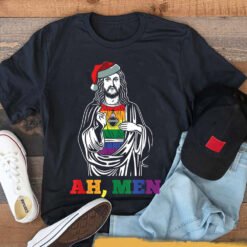 Ah Men Christmas Funny Lgbt-q Pride Xmas Jesus Gay Christian T-Shirt - Dream Art Europa