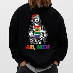 Ah Men Christmas Funny Lgbt-q Pride Xmas Jesus Gay Christian T-Shirt - Dream Art Europa