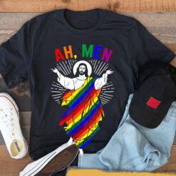 Ah Men Funny Lgbt Gay Pride Jesus Rainbow Flag Christian T-Shirt - Dream Art Europa