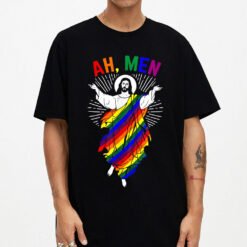 Ah Men Funny Lgbt Gay Pride Jesus Rainbow Flag Christian T-Shirt - Dream Art Europa