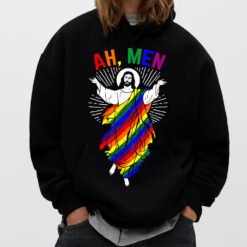 Ah Men Funny Lgbt Gay Pride Jesus Rainbow Flag Christian T-Shirt - Dream Art Europa