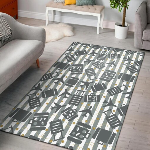 Airplane Luggage Pattern Print Area Limited Edition Rug
