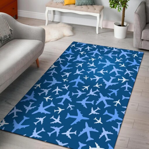 Airplane Pattern Print Area Limited Edition Rug