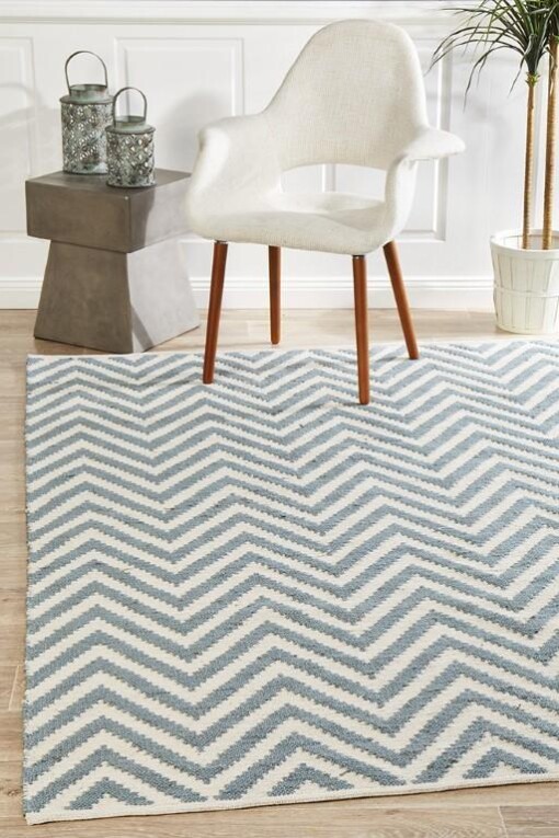 Alice Chevron Blue Flatweave Limited Edition Rug