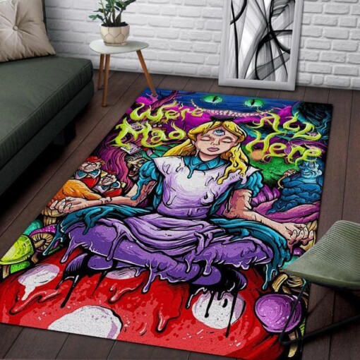 Alice In Wonderland Were All Mad Here Area Rug