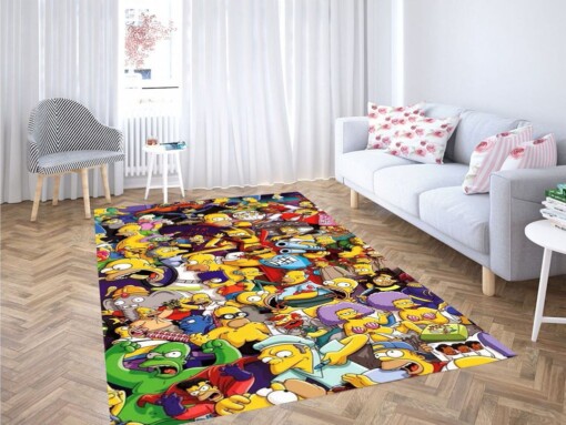 All Simpsons Characters Living Room Modern Carpet Rug
