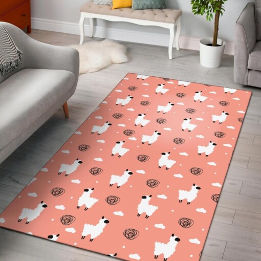 Alpaca Pink Pattern Print Area Limited Edition Rug