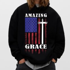 Amazing-grace Jesus American Flag Christian Bible Verse T-Shirt - Dream Art Europa