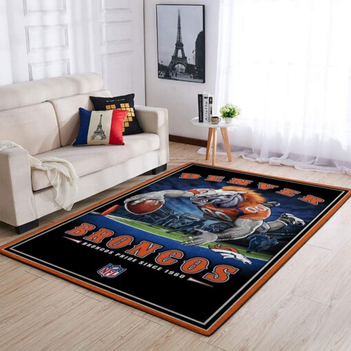 Denver Broncos Living Room Area Rug