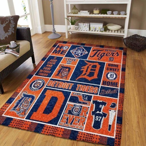 Detroit Tigers Living Room Area Rug