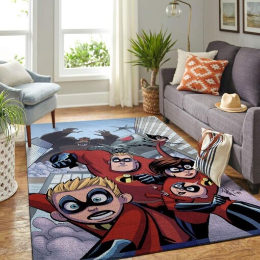 Incredibles Disney Movie Living Room Area Rug