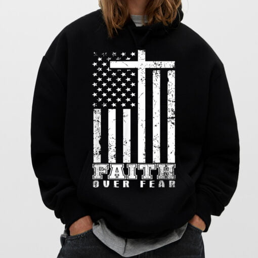 America Pride Us Flag Faith Over Fear Prayer Jesus Christian T-Shirt