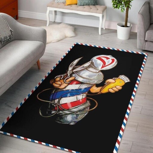 American Barbers Pole Hair Stylist Rectangle Carpet Limited Edition Rug