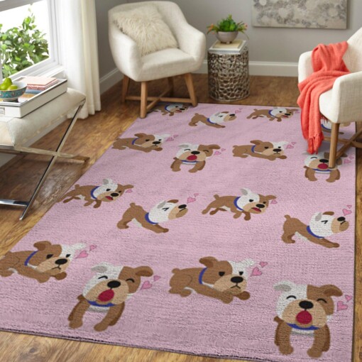 American Bulldog Pink Heart Limited Edition Rug