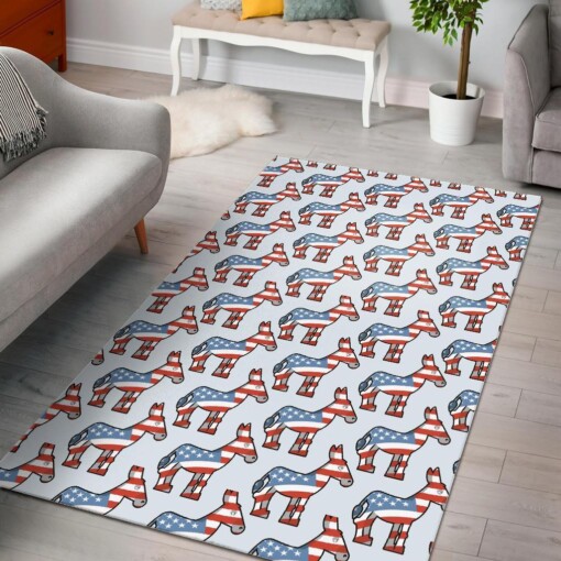 American Flag Donkey Pattern Print Area Limited Edition Rug