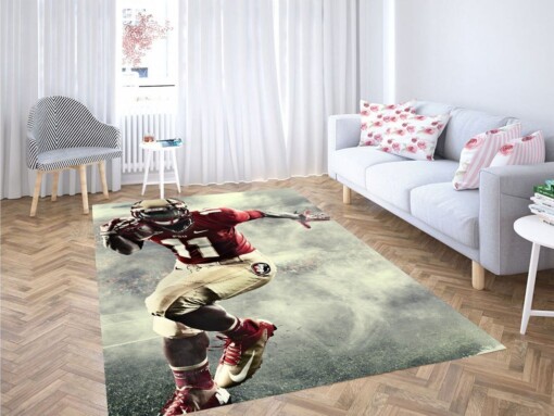 American Football Player Running Living Room Modern Carpet Rug