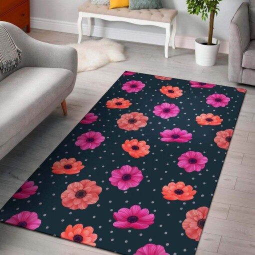 Anemone Pattern Print Design Limited Edition Rug