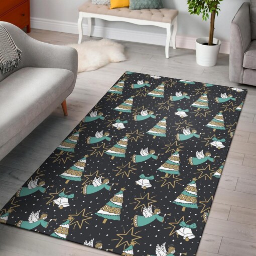 Angel Christmas Print Pattern Area Limited Edition Rug