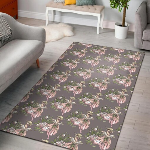 Angel Floral Print Pattern Area Limited Edition Rug