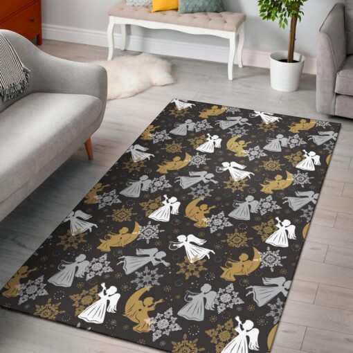 Angel Snowflake Print Pattern Area Limited Edition Rug