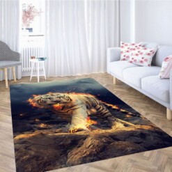 Angry White Tiger Living Room Modern Carpet Rug