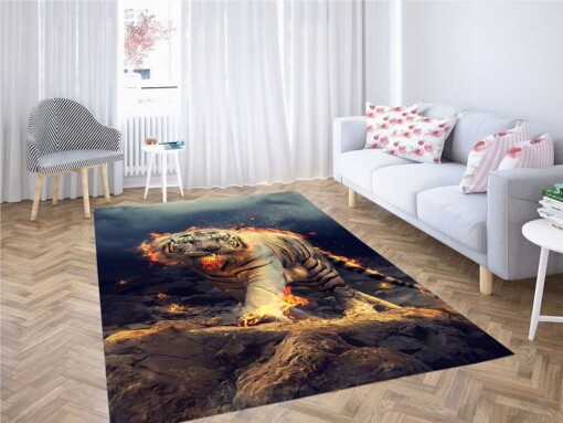 Angry White Tiger Living Room Modern Carpet Rug