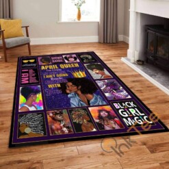 April Queen Personalized Girl Black Magic Afro American Bedroom Living Room Rug
