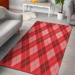 Argyle Red Pattern Print Area Limited Edition Rug