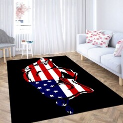 Arkansas Razorbacks Baseball American Flag Carpet Rug