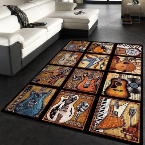 Art Guitar Rug  Custom Size And Printing