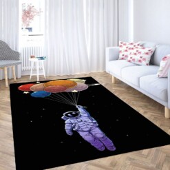 Astronaut Balloon Wallpaper Carpet Rug