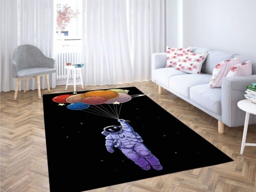 Astronaut Balloon Wallpaper Living Room Modern Carpet Rug