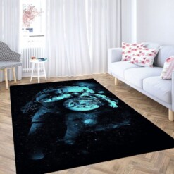Astronaut Looking At Earth Drawing Living Room Modern Carpet Rug