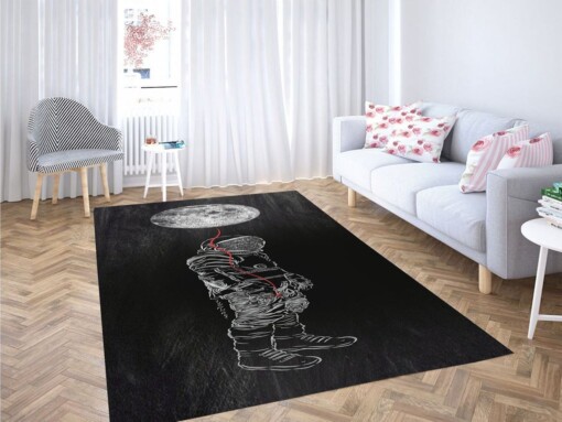 Astronaut Moon Art Backgrounds Living Room Modern Carpet Rug