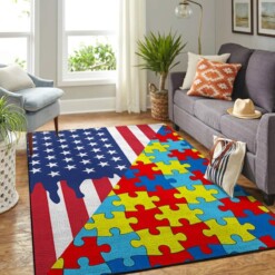 Autism And American Flag Rug