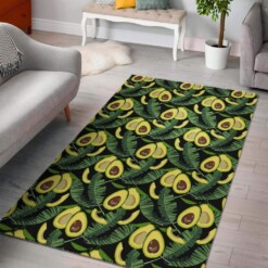 Avocado Floral Palm Leaves Limited Edition Rug