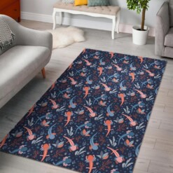 Axolotl Blue Pattern Print Area Limited Edition Rug