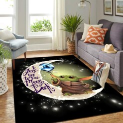 Baby Yoda Moon And Back Carpet Area Rug