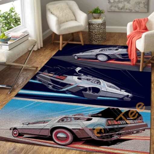 Back To The Future Delorean Car Area Rug