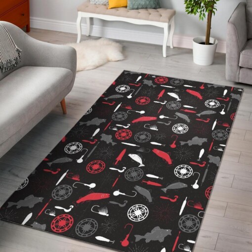 Bait Bass Fishing Pattern Print Area Limited Edition Rug
