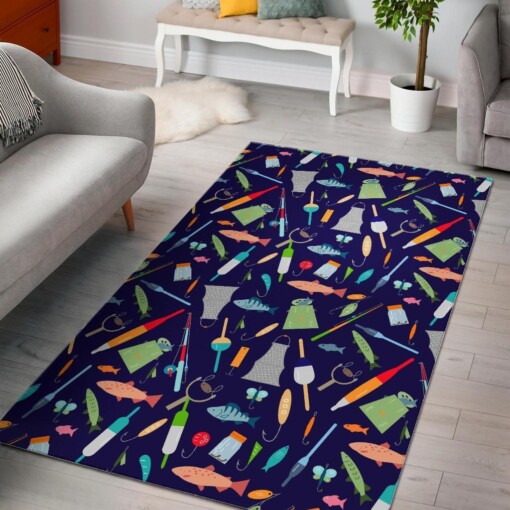 Bait Bass Fishing Print Pattern Area Limited Edition Rug