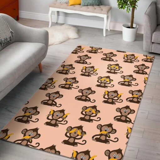 Banana Monkey Print Pattern Area Limited Edition Rug