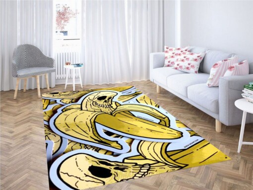 Banana Skull Die Cut Vinyl Living Room Modern Carpet Rug