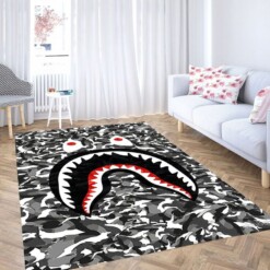 Bape Shark Black Army Pattern Living Room Modern Carpet Rug